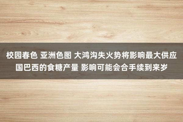 校园春色 亚洲色图 大鸿沟失火势将影响最大供应国巴西的食糖产量 影响可能会合手续到来岁