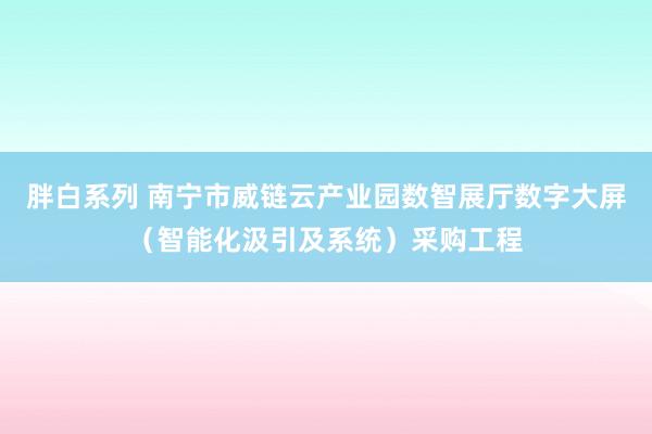 胖白系列 南宁市威链云产业园数智展厅数字大屏（智能化汲引及系统）采购工程