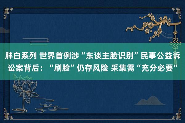 胖白系列 世界首例涉“东谈主脸识别”民事公益诉讼案背后：“刷脸”仍存风险 采集需“充分必要”