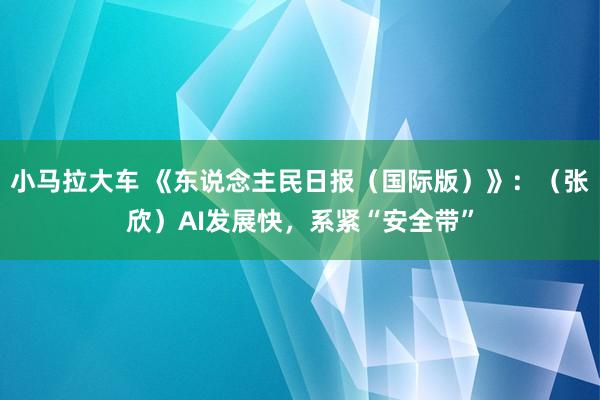 小马拉大车 《东说念主民日报（国际版）》：（张欣）AI发展快，系紧“安全带”