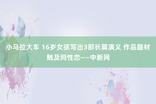 小马拉大车 16岁女孩写出3部长篇演义 作品题材触及同性恋——中新网