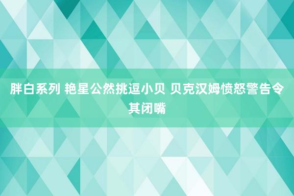 胖白系列 艳星公然挑逗小贝 贝克汉姆愤怒警告令其闭嘴