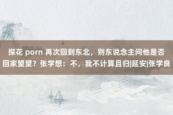 探花 porn 再次回到东北，别东说念主问他是否回家望望？张学想：不，我不计算且归|延安|张学良