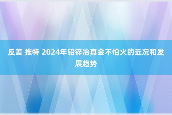 反差 推特 2024年铅锌冶真金不怕火的近况和发展趋势